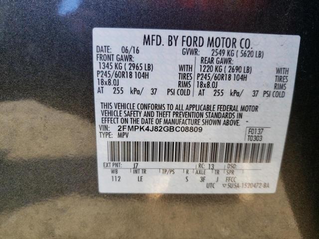 2016 FORD EDGE SEL 2FMPK4J82GBC08809