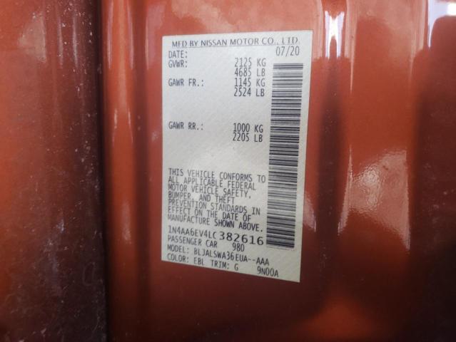 2020 NISSAN MAXIMA SR 1N4AA6EV4LC382616