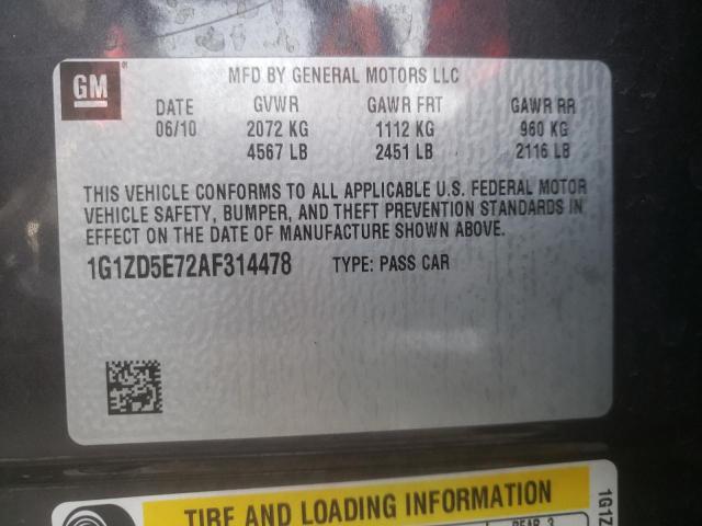 1G1ZD5E72AF314478 Chevrolet Malibu 2Lt 2010. Фото: 9