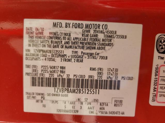 1ZVBP8AM2B5125511 Ford Mustang 2011. Фото: 9