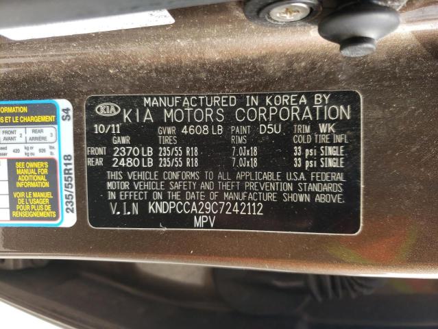 KNDPCCA29C7242112 Kia Sportage E 2012. Фото: 9