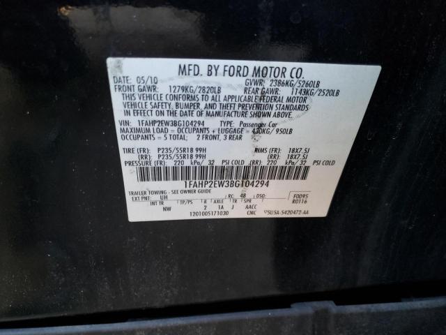1FAHP2EW3BG104294 Ford Taurus Sel 2011. Фото: 9