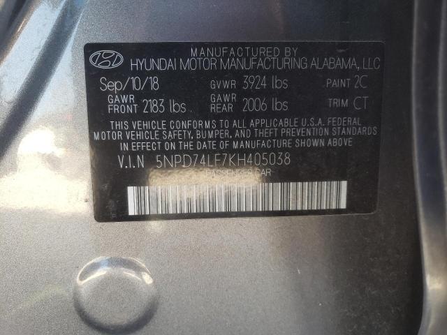 5NPD74LF7KH405038 Hyundai Elantra Se 2019. Фото: 9