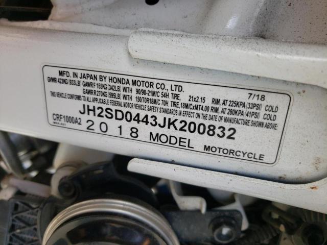 2018 HONDA CRF1000 A2 JH2SD0443JK200832