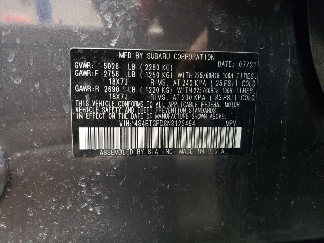 2022 SUBARU OUTBACK TO 4S4BTGPD8N3122494