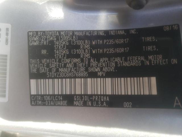 2017 TOYOTA SIENNA XLE - 5TDYZ3DC6HS768895