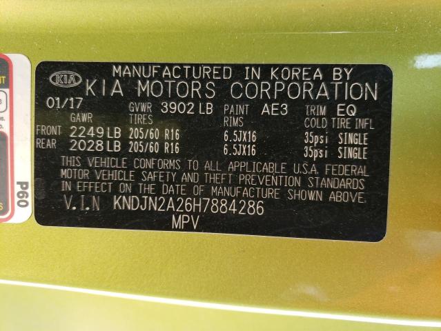 2017 KIA SOUL KNDJN2A26H7884286