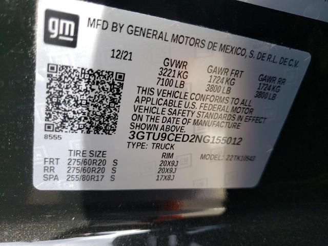 2022 GMC SIERRA 3GTU9CED2NG155012
