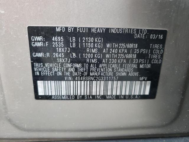 2016 SUBARU OUTBACK 2. 4S4BSBNC2G3311757