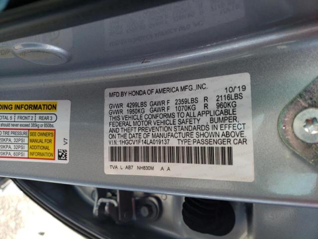1HGCV1F14LA019137 Honda Accord Lx 2020. Фото: 9