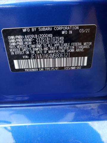 2021 SUBARU WRX LIMITE JF1VA1H64M9806321