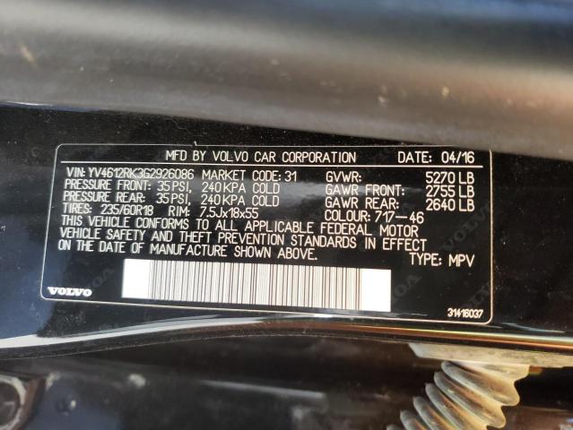 2016 VOLVO XC60 T5 PR YV4612RK3G2926086