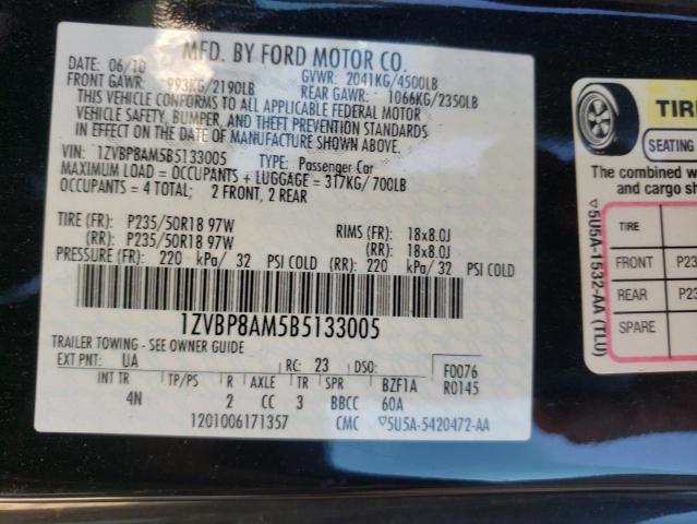 1ZVBP8AM5B5133005 Ford Mustang 2011. Фото: 9