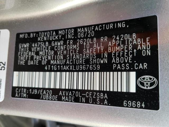 2020 TOYOTA CAMRY SE 4T1G11AKXLU967659