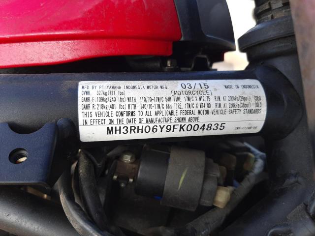 2015 YAMAHA YZFR3 MH3RH06Y9FK004835