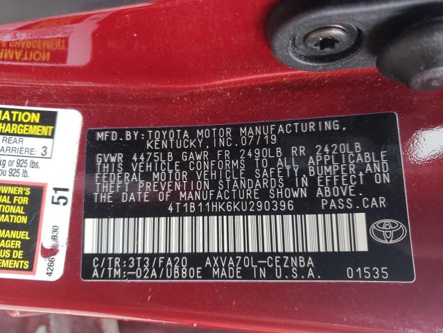 2019 TOYOTA CAMRY L - 4T1B11HK6KU290396
