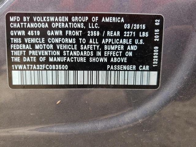2015 VOLKSWAGEN PASSAT S - 1VWAT7A32FC083500