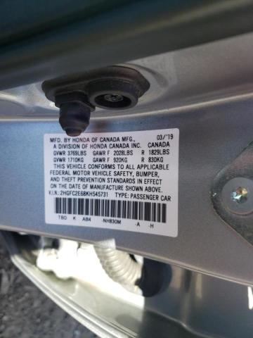 2HGFC2E68KH545731 Honda Civic Lx 2019. Фото: 9
