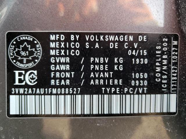 2015 VOLKSWAGEN GOLF TDI 3VW2A7AU1FM088527