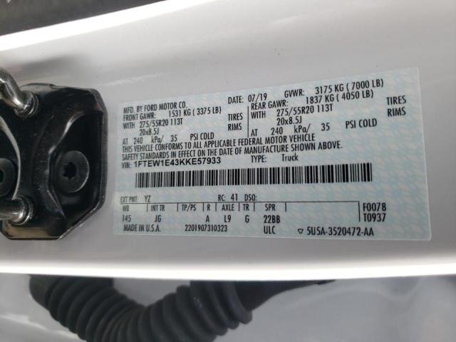 1FTEW1E43KKE57933 Ford F150 Super 2019. Фото: 9