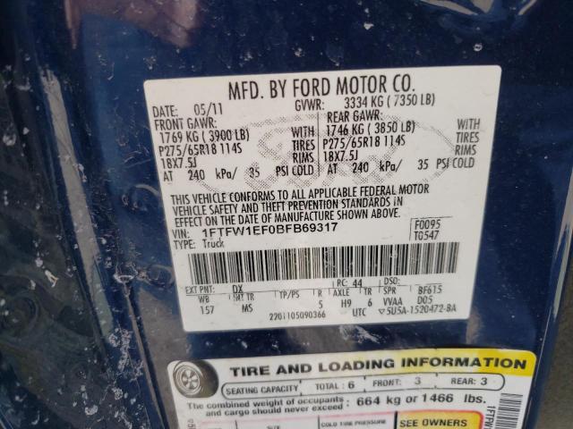1FTFW1EF0BFB69317 Ford F150 Super 2011. Фото: 9