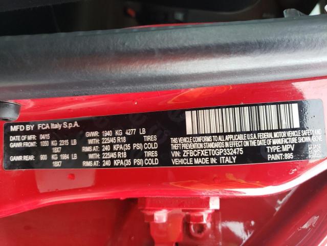 2016 FIAT 500X TREKK ZFBCFXET0GP332475