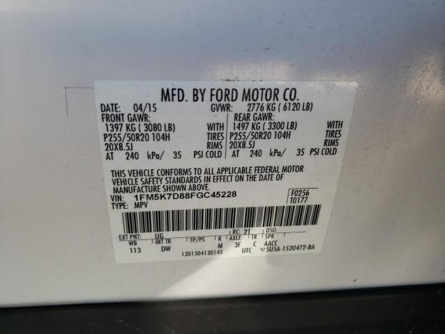 1FM5K7D88FGC45228 Ford Explorer X 2015. Фото: 9