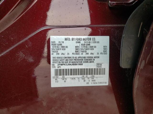2FMPK3J94JBB61888 Ford Edge Sel 2018. Фото: 9