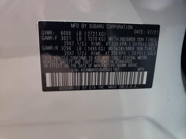 2021 SUBARU ASCENT TOU 4S4WMARD8M3465197