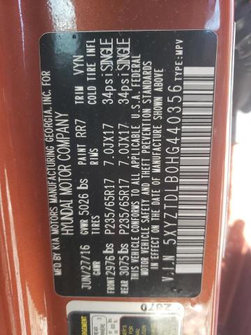 5XYZTDLB0HG440356 Hyundai Santa Fe S 2017. Фото: 9