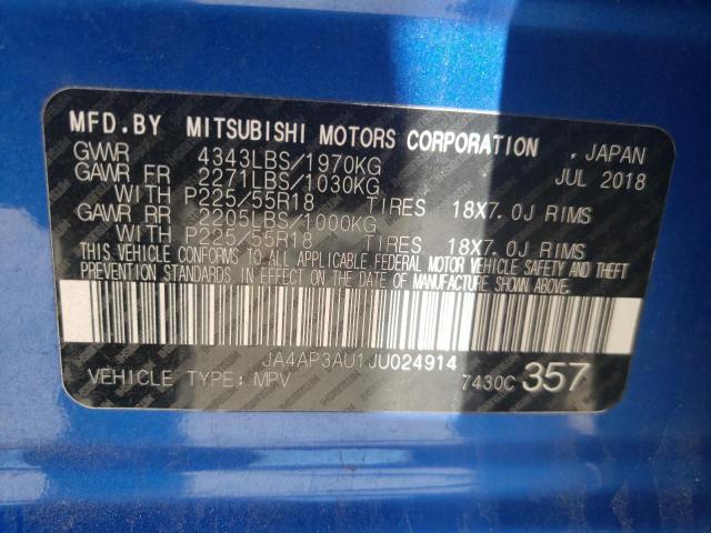 2018 MITSUBISHI OUTLANDER JA4AP3AU1JU024914