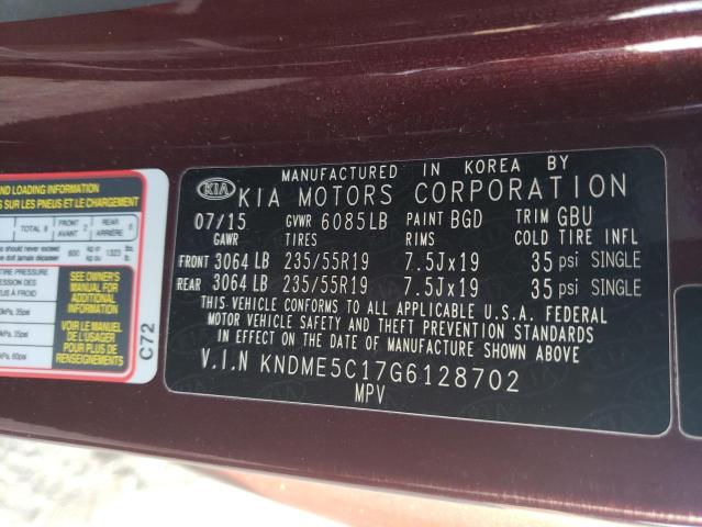 2016 KIA SEDONA SXL KNDME5C17G6128702