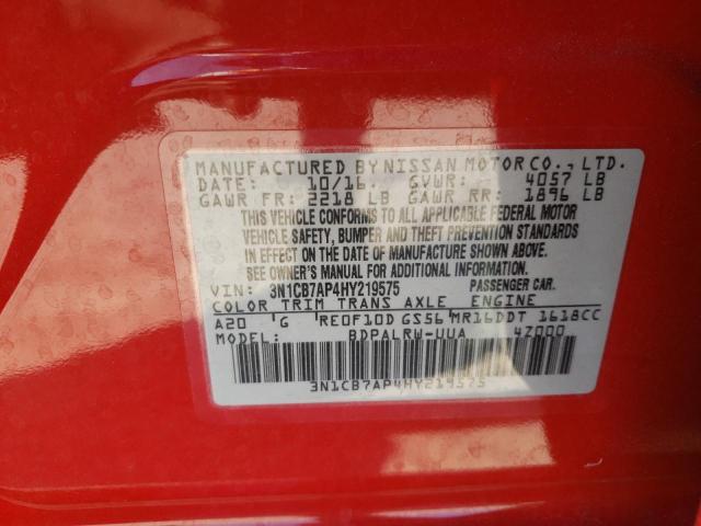 2017 NISSAN SENTRA SR 3N1CB7AP4HY219575