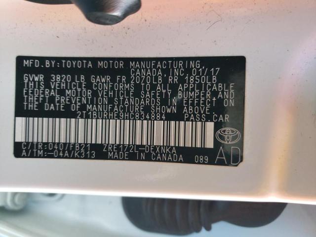 2T1BURHE9HC834884 Toyota COROLLA L