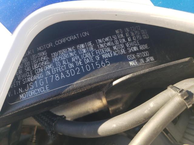 2013 SUZUKI GSX-R1000 JS1GT78A3D2101565
