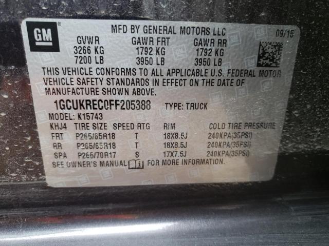 2015 CHEVROLET SILVERADO 1GCUKREC0FF205388