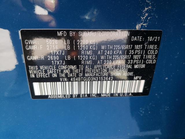 2022 SUBARU OUTBACK WI 4S4BTGUD3N3153642