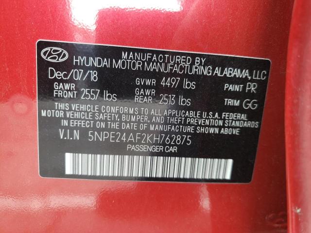 2019 HYUNDAI SONATA SE 5NPE24AF2KH762875