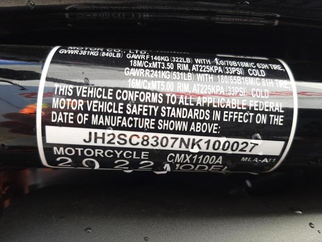 2022 HONDA REBEL JH2SC8307NK100027