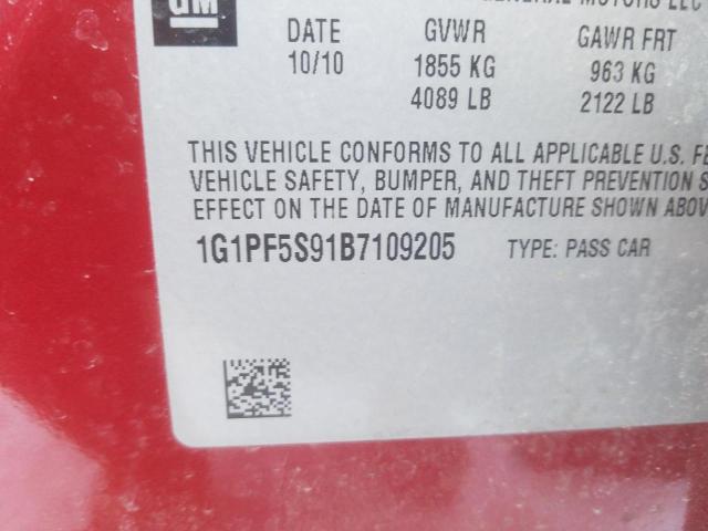 2011 CHEVROLET CRUZE LT - 1G1PF5S91B7109205