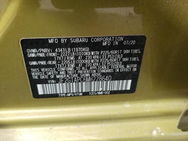 2021 SUBARU CROSSTREK JF2GTAPC6MH228640