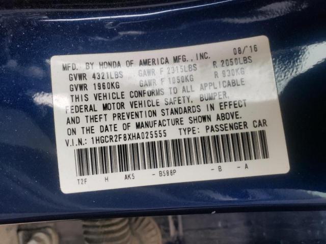 2017 HONDA ACCORD EXL 1HGCR2F8XHA025555