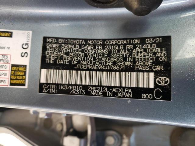 2021 TOYOTA COROLLA LE JTDEPMAE9MJ178671