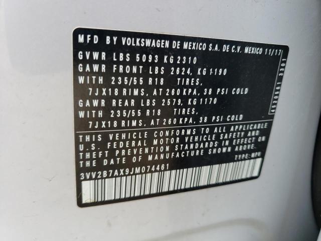 2018 VOLKSWAGEN TIGUAN SE - 3VV2B7AX9JM074461
