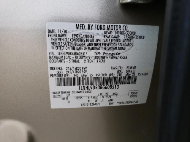 2011 LINCOLN MKS - 1LNHL9DR3BG608513
