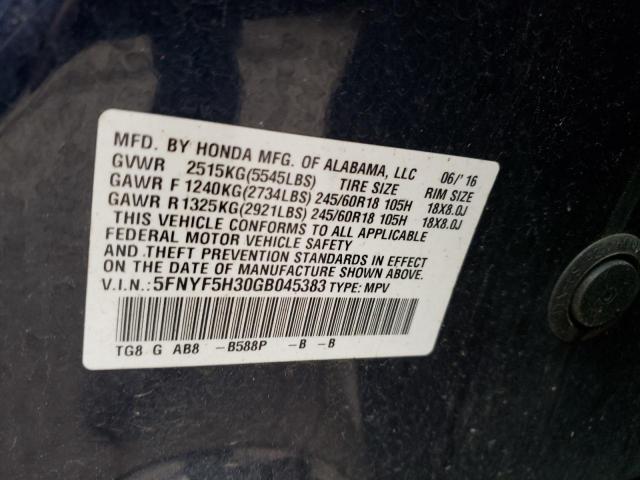 2016 HONDA PILOT EX - 5FNYF5H30GB045383