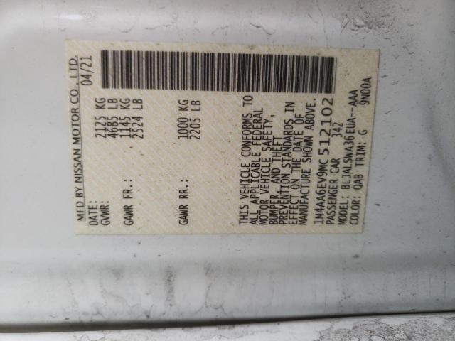 2021 NISSAN MAXIMA SR 1N4AA6EV9MC512102