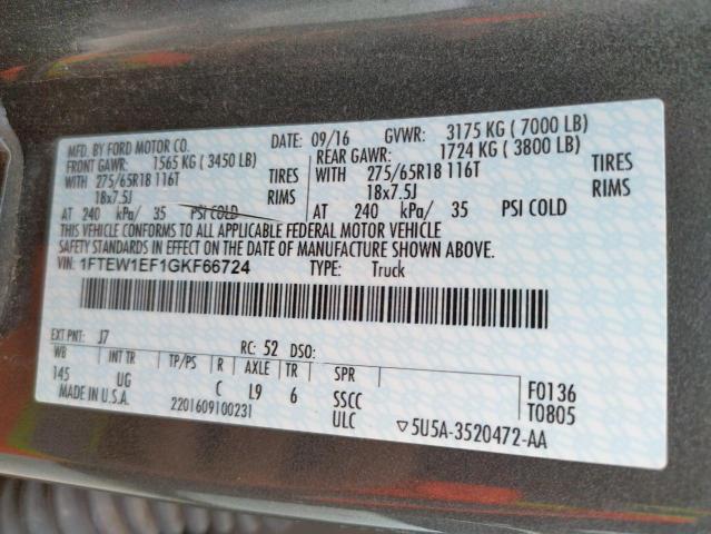 2016 FORD F150 SUPER 1FTEW1EF1GKF66724
