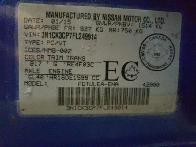 2015 NISSAN MICRA 3N1CK3CP7FL249914