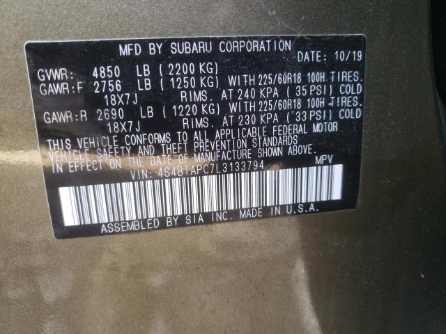 2020 SUBARU OUTBACK TO 4S4BTAPC7L3133794